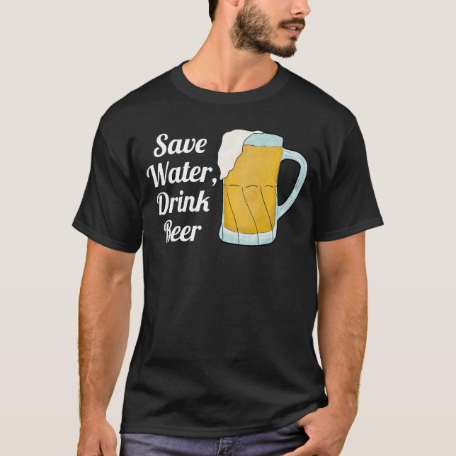 Gerettet Wassergetränk Bier Zitat Funny Wasserfarb T-Shirt (Vorderseite)