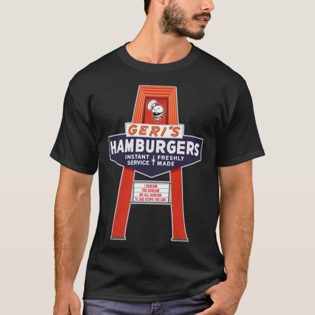 Geri&x27;s Hamburgers Marquee Defunktiont Fast Foo T-Shirt (Vorderseite)