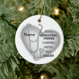 Geriatric Nurse Gray Heart Keramik Ornament
