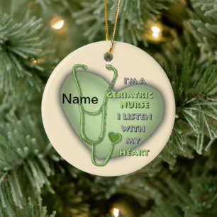 Geriatric Nurse Green Heart Ornament