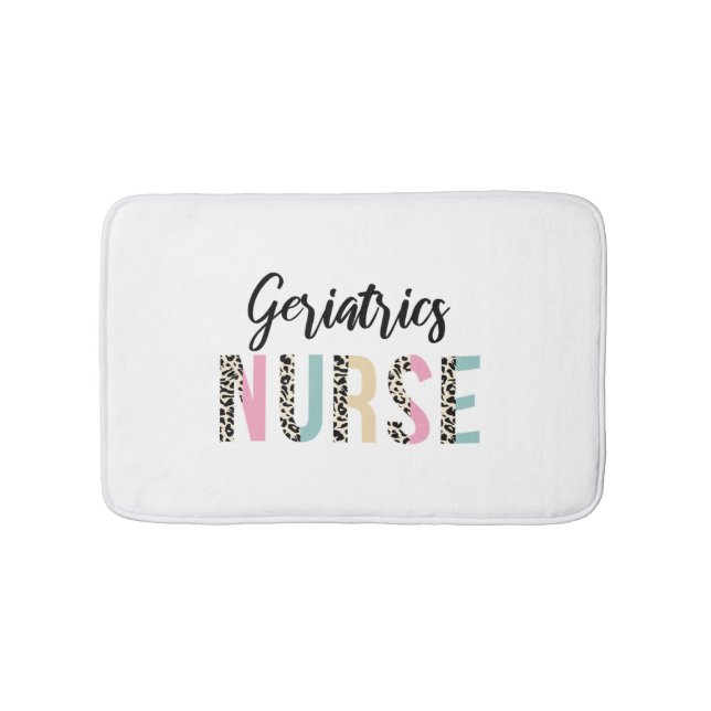 Geriatrics Nurse Cute Leopard Design - Funny Gift Badematte (Vorderseite)