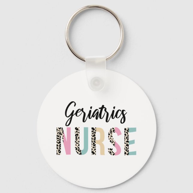 Geriatrics Nurse Cute Leopard Design - Funny Gift Schlüsselanhänger (Vorderseite)