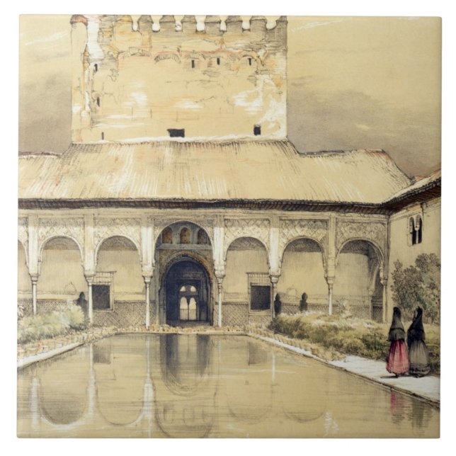 Gericht der Myrten (Patio de Los Arrayanes) und Fliese (Vorderseite)