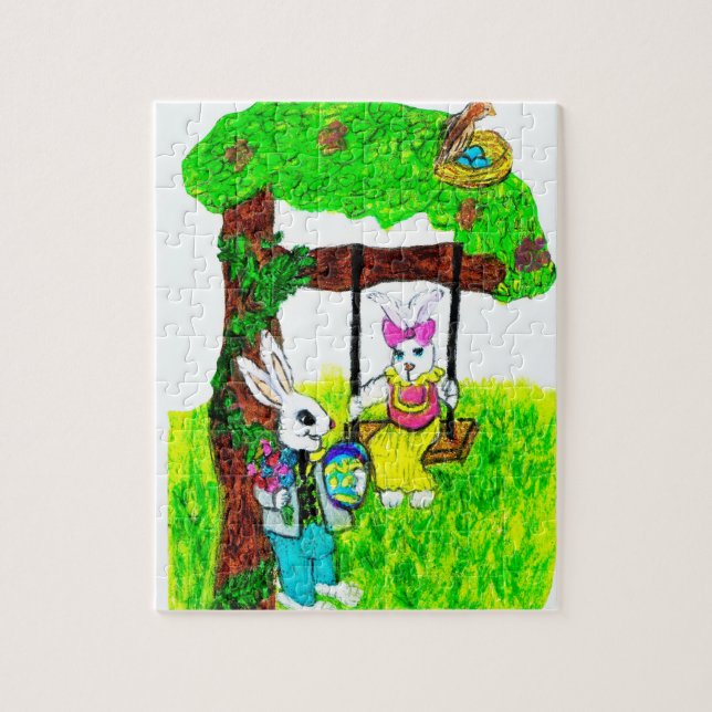 GERICHTETES EASTER-BUNNY-Rätsel Puzzle (Vertikal)