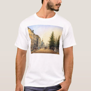 Gerichts-Abfahrt am Eingang von großem T-Shirt