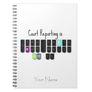 Gerichts-Bericht ist coole Steno Tastatur Notizblock