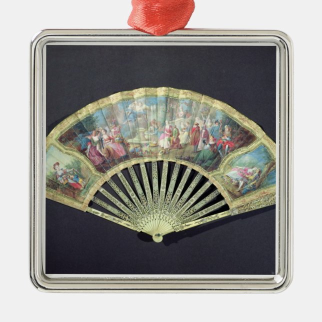 Gerichts-Fan, Franzosen, 18. Jahrhundert Ornament Aus Metall (Vorne)