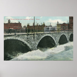 Gerichts-Straße Brücke und Genesee am Hochwasser Poster