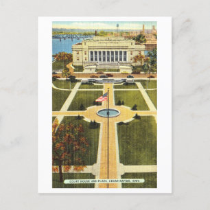 Gerichtsgebäude und Platz in Cedar Rapids, Iowa, Postkarte