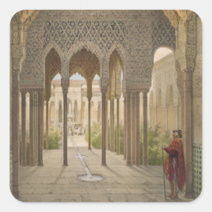 Gerichtshof der Löwen, Alhambra, Granada, 185 Quadratischer Aufkleber