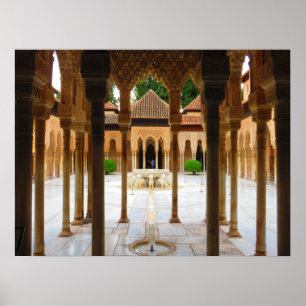 Gerichtshof der Löwen, Alhambra, Spanien - Poster