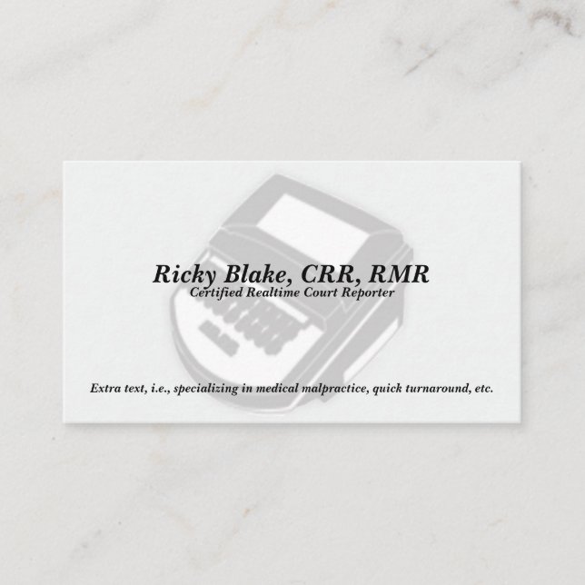 Gerichtsschreiber schwarze Steno Visitenkarte (Vorderseite)
