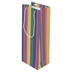 Geringe Regenbogenstreifen Geschenktüte Für Weinflaschen