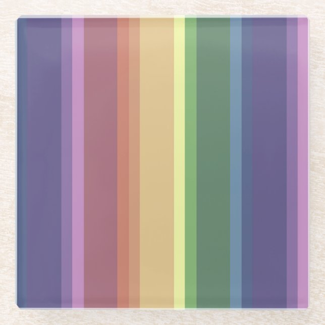 Geringe Regenbogenstreifen Glasuntersetzer (Vorderseite)
