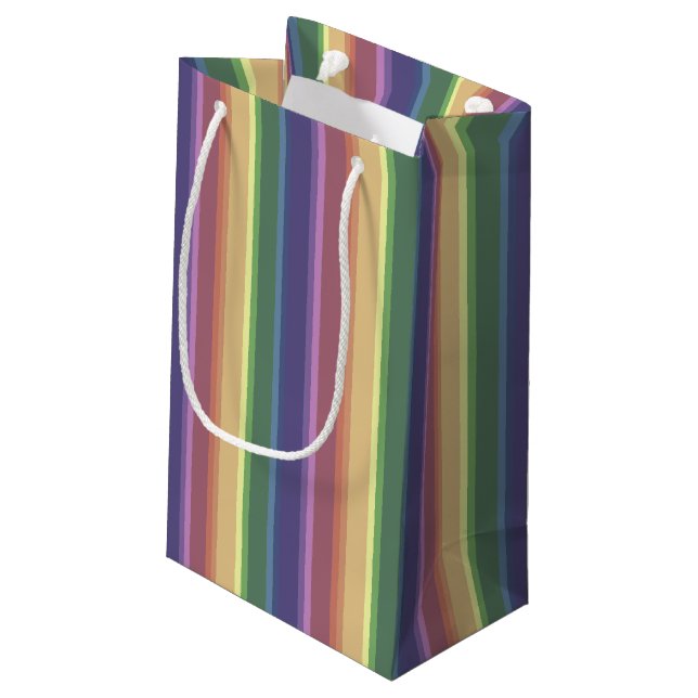 Geringe Regenbogenstreifen Kleine Geschenktüte (Rückseite Schrägansicht)