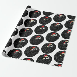Geringeltes Pangolin-Weihnachten schwarz und weiß Geschenkpapier