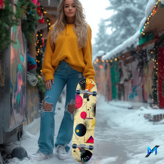 Geringfügige geometrische Abstrakte Kunst in Primä Skateboard