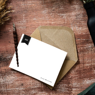 Geringfügiger Schwarz-weißer Name und Initialen Mitteilungskarte