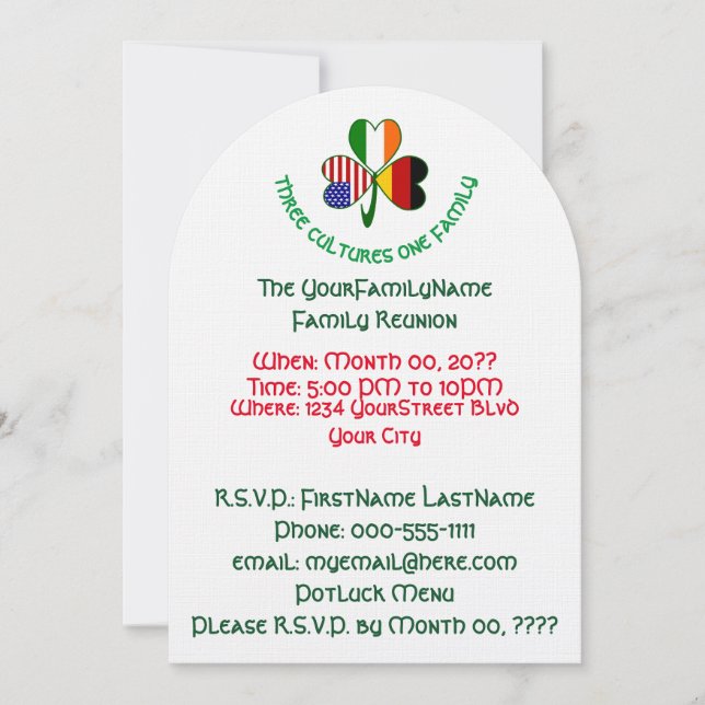 German American Kleeblatt Family Wiedersehen Einladung (Vorderseite)