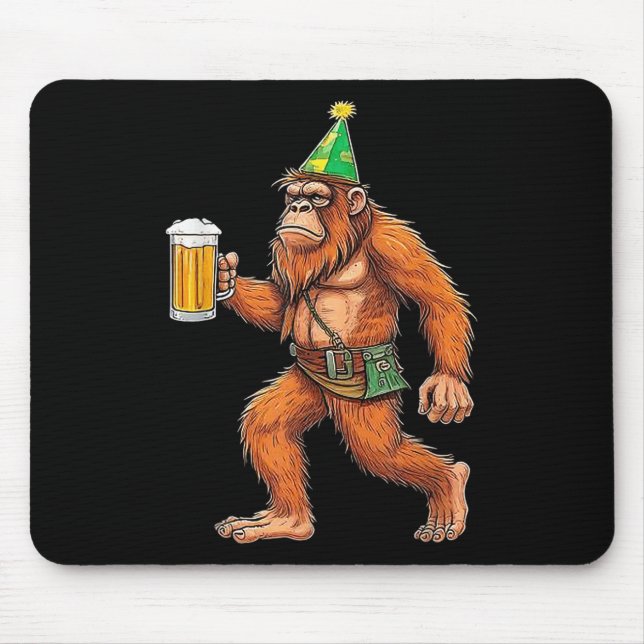 German Bigfoot Sasquatch Beer Lederhose Funny _1 Mousepad (Vorne)