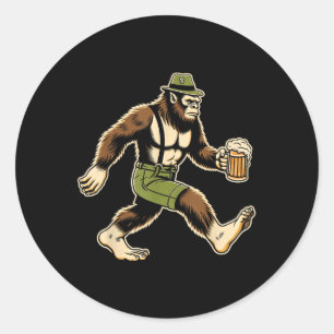 German Bigfoot Sasquatch Beer Lederhose Funny _1 Runder Aufkleber