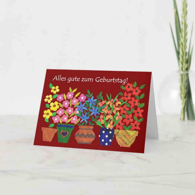 German Birthday Card - Flower Power! Karte (Vorderseite)