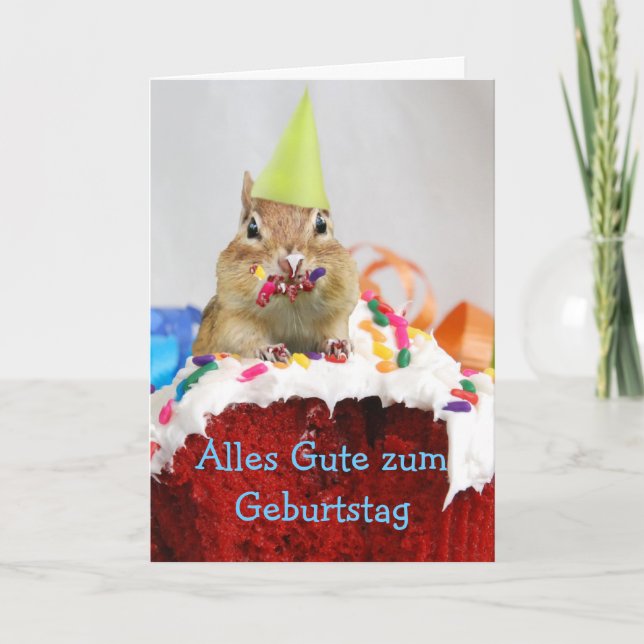 German Birthday Chipmunk Card Karte (Vorderseite)