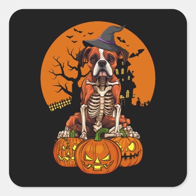 German Boxer Dog Halloween Quadratischer Aufkleber (Vorderseite)