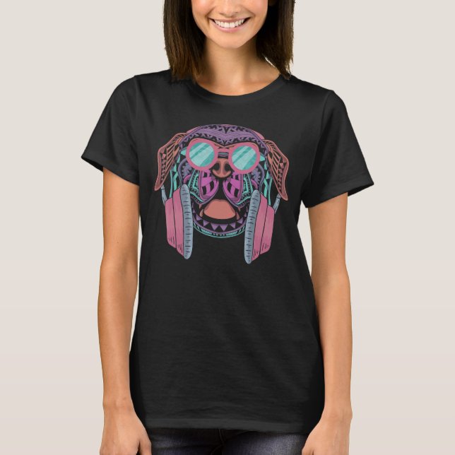 German Boxer Retro DJ Dog Boyfriend Owner T-Shirt (Vorderseite)