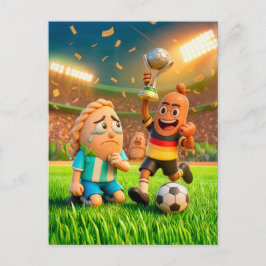 German bratwurst defeating Argentinian empanada so Postkarte