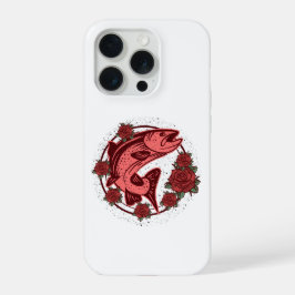 German Brown Trout Vintage Floral Art iPhone 15 Pro Hülle