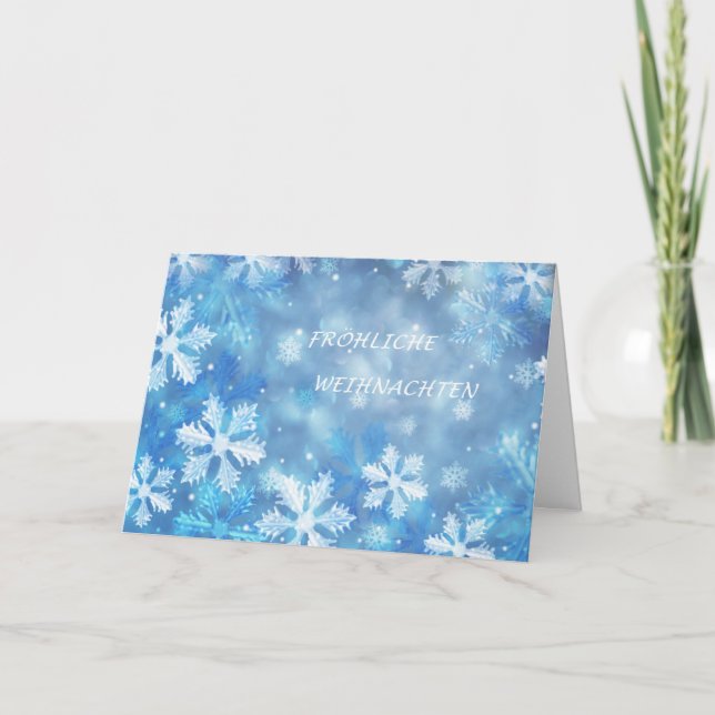 German Christmas card with snowflakes Feiertagskarte (Vorderseite)