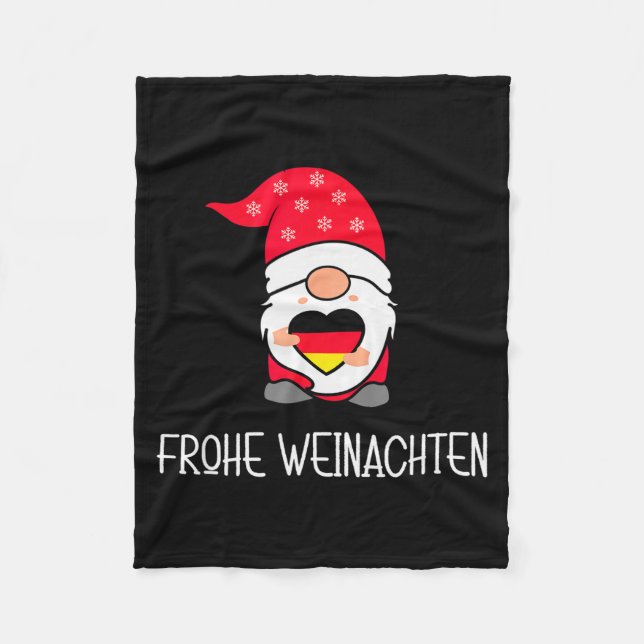 German Christmas Gnome Frohe Weinachten  Fleecedecke (Vorderseite)