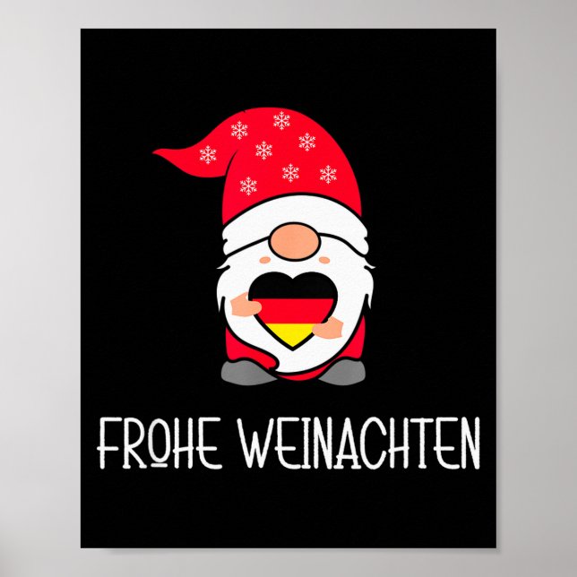 German Christmas Gnome Frohe Weinachten  Poster (Vorne)