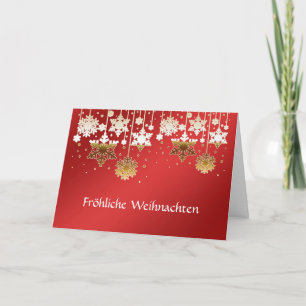 German Christmas snowflakes on red Feiertagskarte