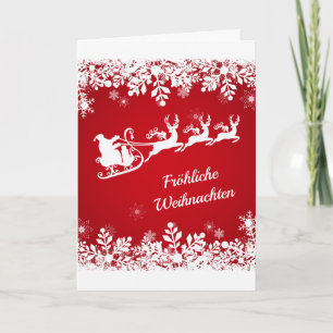 German Christmas - Snowflakes, Santa, reindeer Feiertagskarte