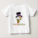 German Christmas Snowman Baby T-shirt<br><div class="desc">Deutscher Weihnachtsschneemann für Kinder. Sage "Frohe Weihnachten" auf Deutsch mit diesem niedlichen,  Cartoon Schneemann. Frohe Weihnachten! Ideal für einen deutschen Sohn oder eine deutsche Tochter oder als Geschenk für ein spezielles deutsches Kind.</div>