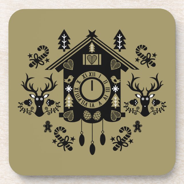 German Cucko Clock Weihnachten Getränkeuntersetzer (Vorderseite)