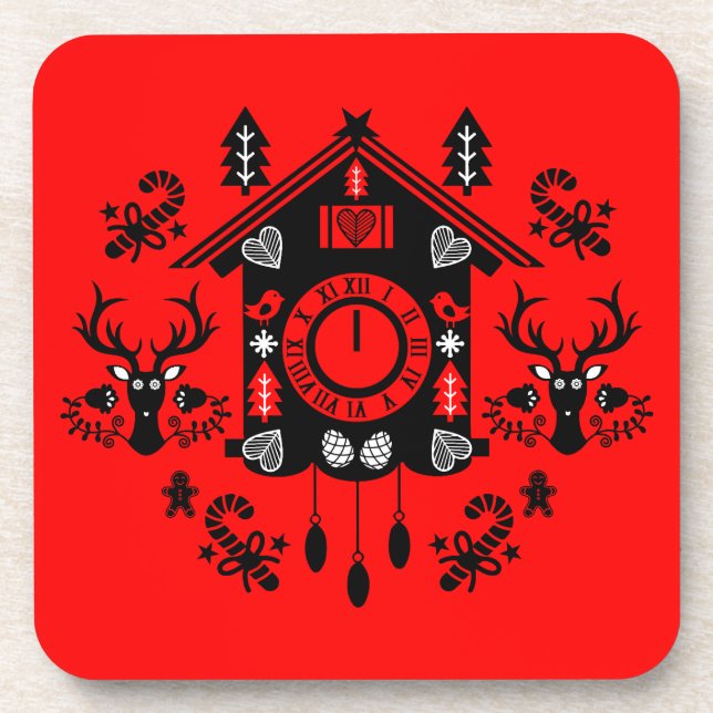 German Cucko Clock Weihnachten Getränkeuntersetzer (Vorderseite)