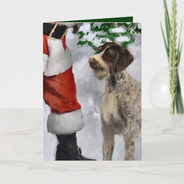 German Drahthaar Pointer Christmas Geschenke Feiertagskarte (Vorderseite)