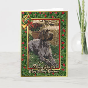German Drahthaar Pointer Dog Blank Christmas Card Feiertagskarte