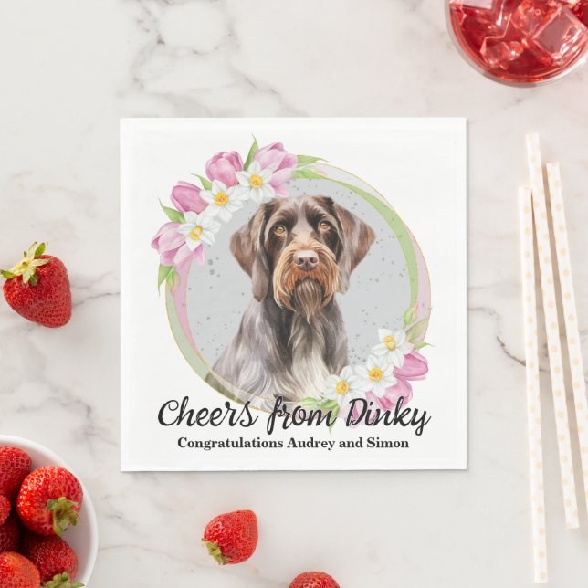 German Drahthaar Pointer Wedding Foto Serviette (Beispiel)