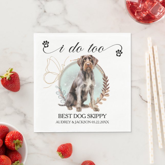 German Drahthaar Pointer Wedding Foto Serviette (Beispiel)