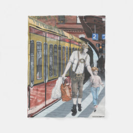 German Elf Family Shopping Fantasy Art Blanket Fleecedecke