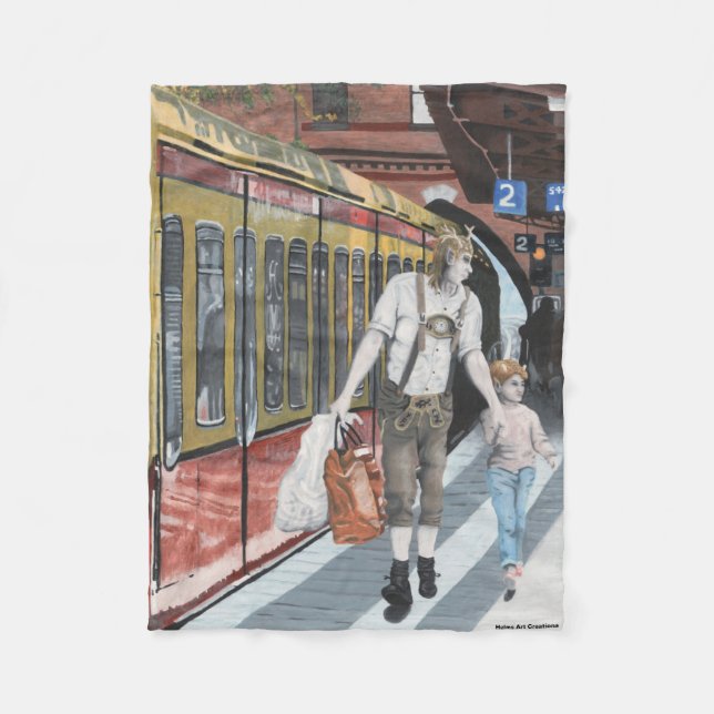 German Elf Family Shopping Fantasy Art Blanket Fleecedecke (Vorderseite)