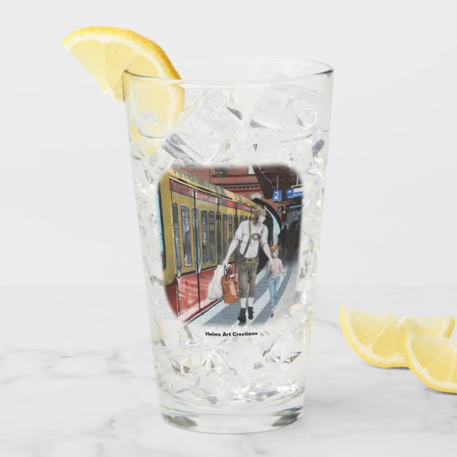 German Elves Family Shopping Fantasy Art Glass Cup Glas (Vorderseite Ice)