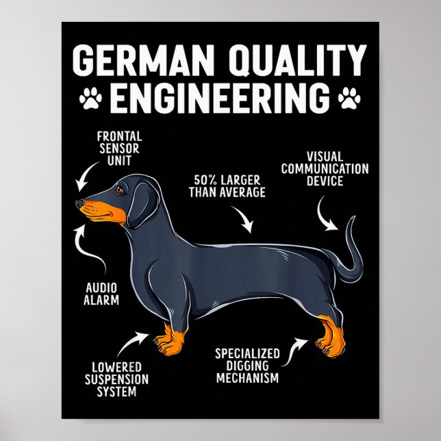 German Engineering Dachshund Lover Funny Doxie Dog Poster (Vorne)