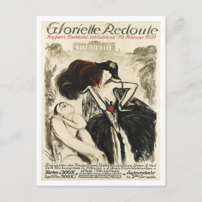 German Fashion Club Deko 1920er Vintag Inspiriert Postkarte (Vorderseite)