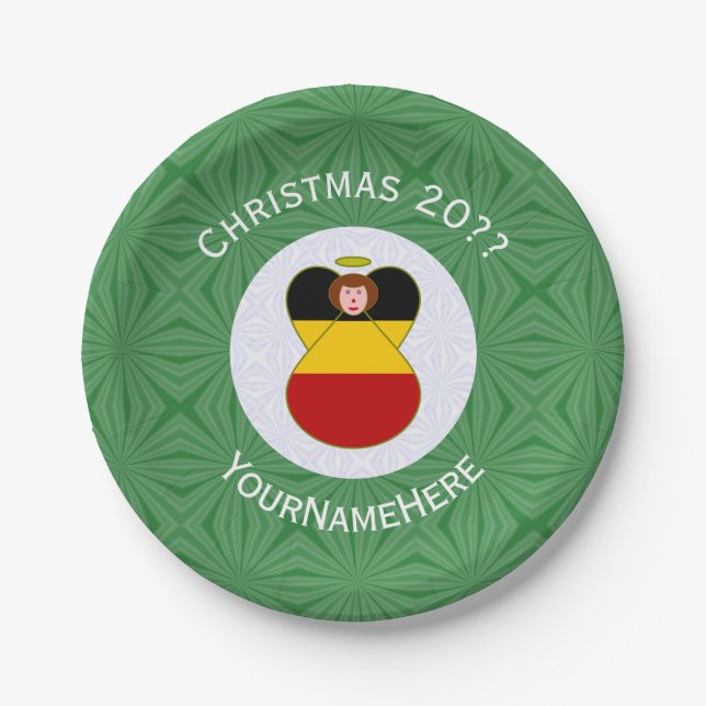 German Flag Christmas Angel personalisieren Pappteller (Vorderseite)