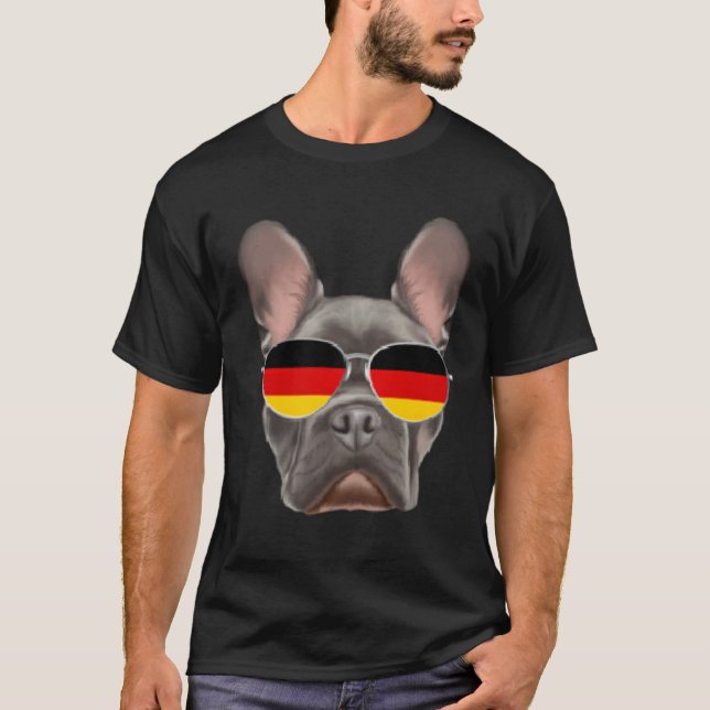 German Flag French Bulldog Dog Germany Pocket T-Shirt (Vorderseite)